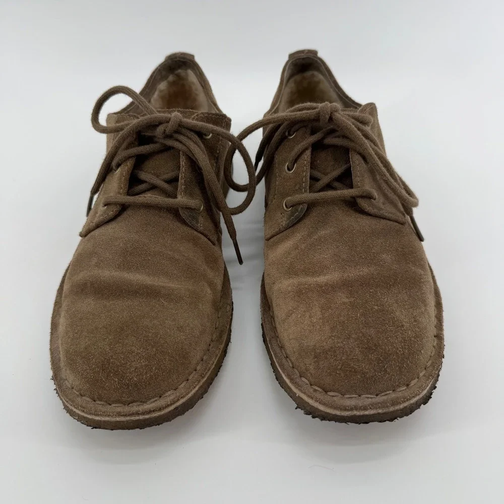 UGG Men's Brown Suede Oxford Shoes Size 8 Sheepskin Lined Lace‎ Up